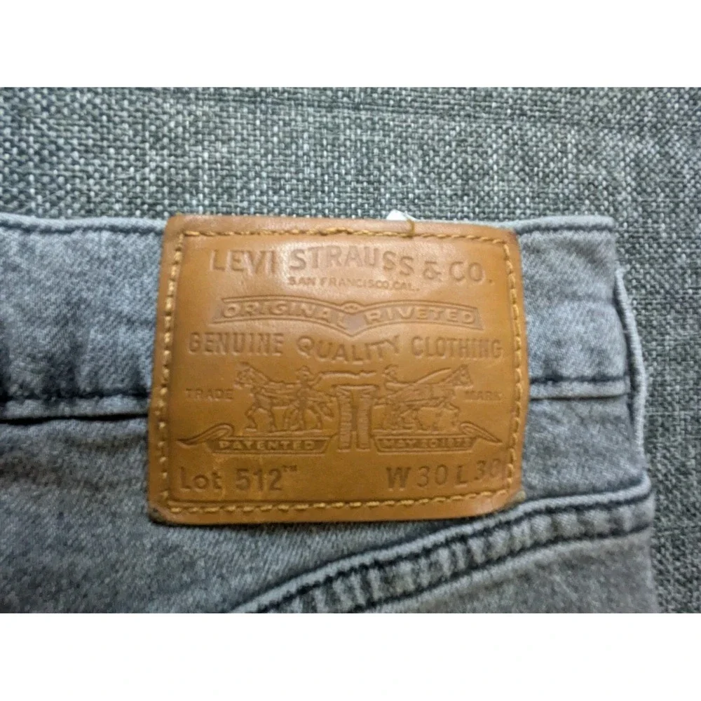 Levi's 512 Premium Big E Jeans Gray Wash‎ Slim Straight Men's 30x30 Pants